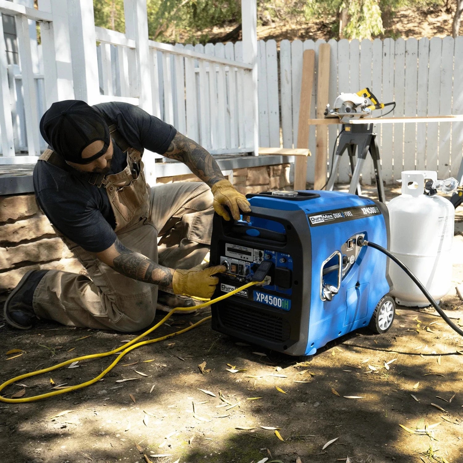 DuroMax XP4500iH Generator Outdoors Charging Power Tools