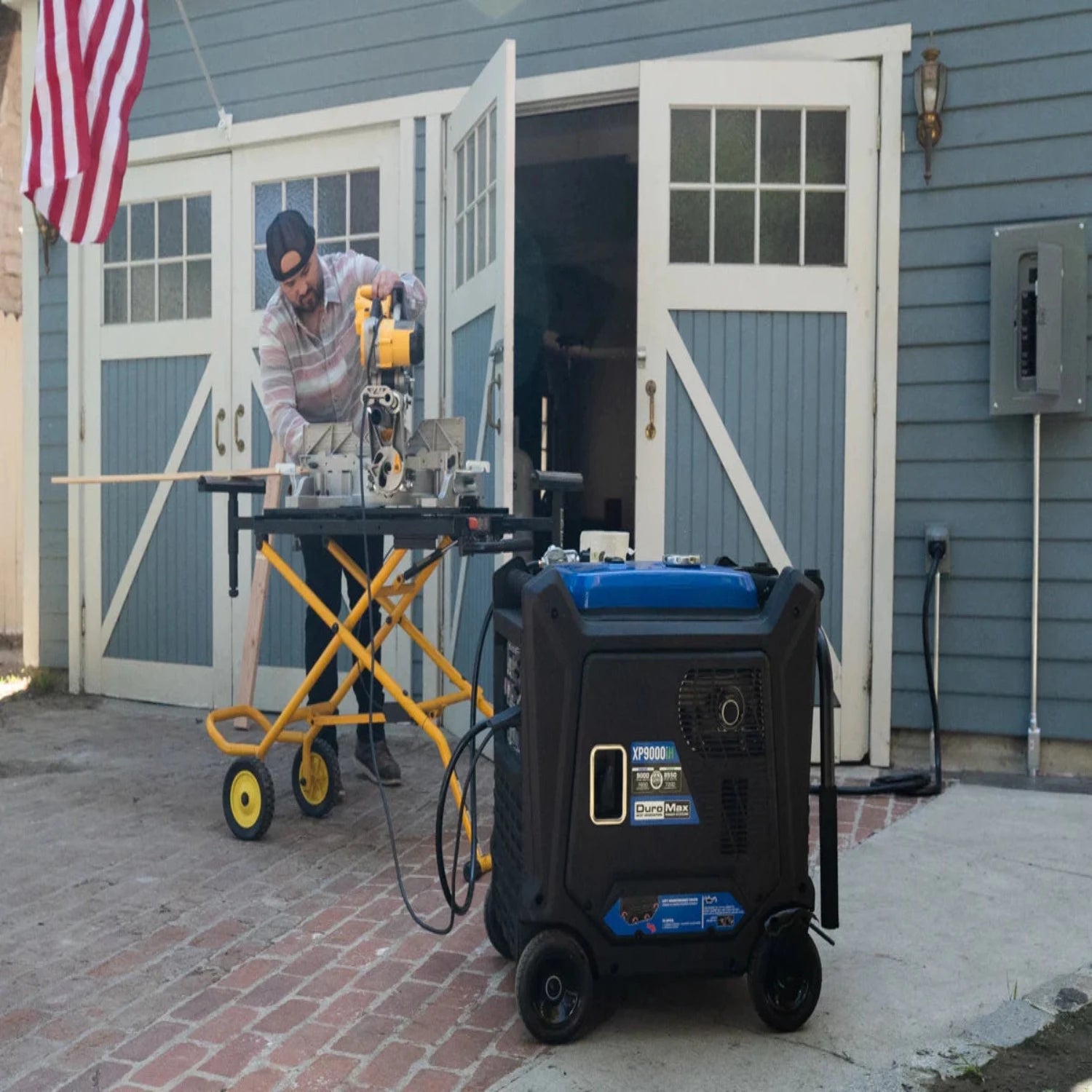 DuroMax XP9000iH Generator Outside Charging Power Tools