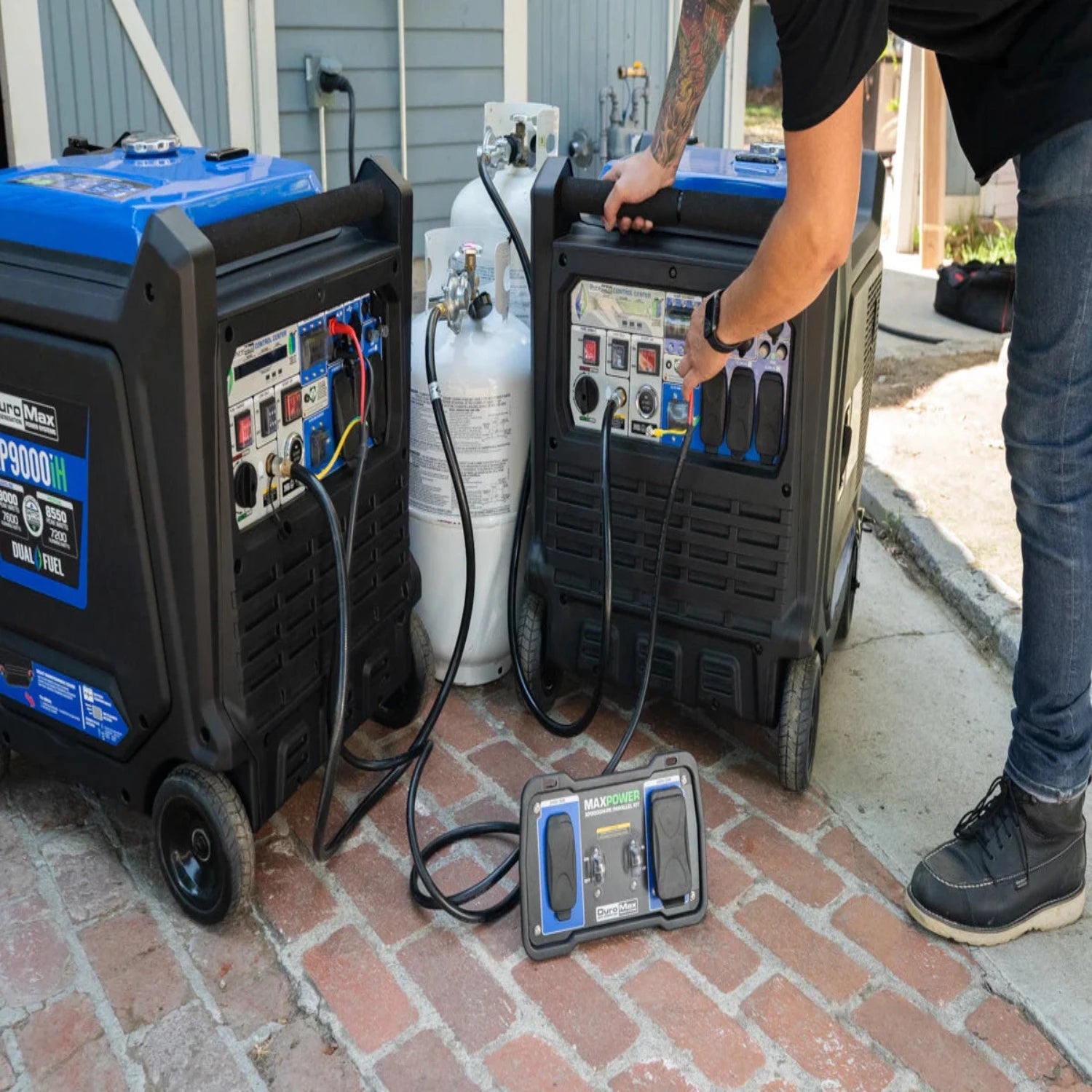 Two DuroMax XP9000iH Generators Connected With The DuroMax XP9000iH Parallel Kit