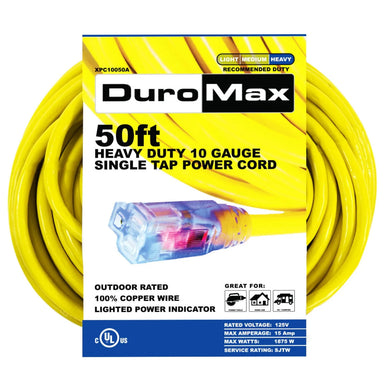DuroMax 50-Foot 10 Gauge Single Tap Extension Power Cord