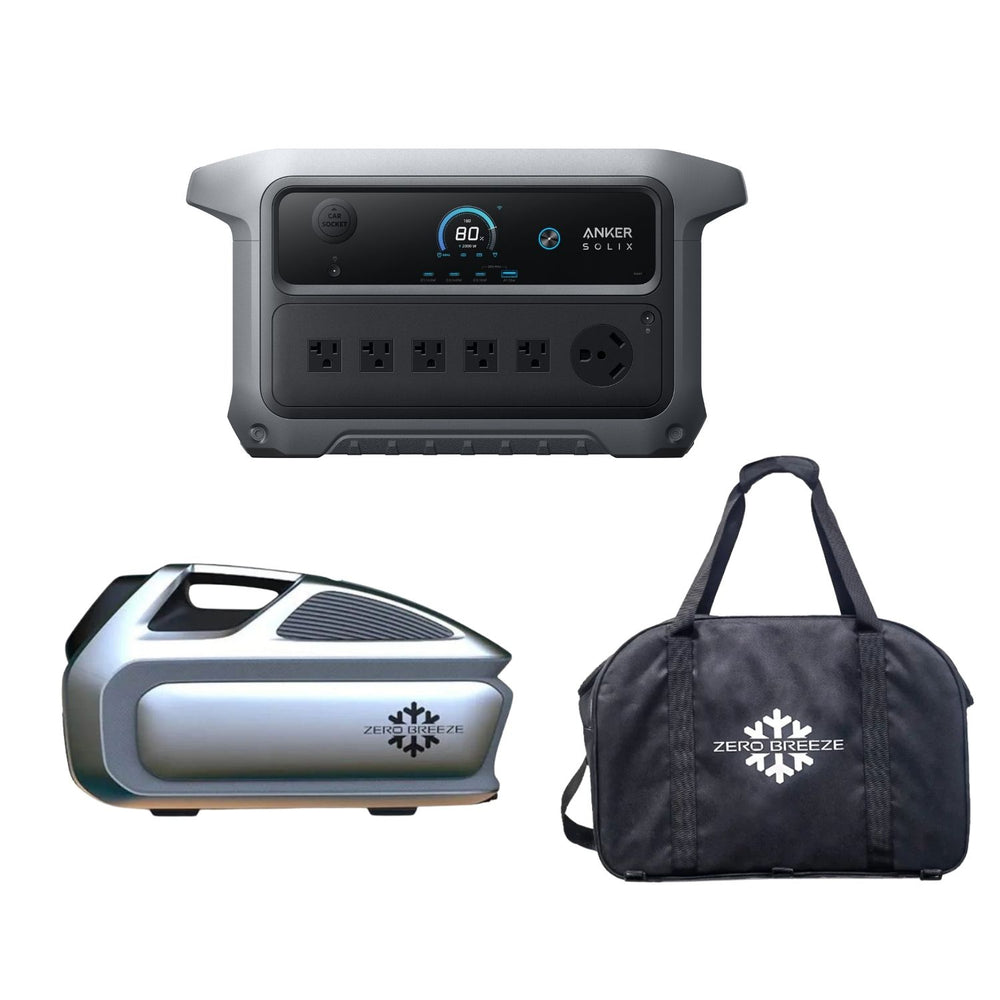 ZERO BREEZE Mark 3 Air Conditioner With Anker SOLIX Portable Power Station