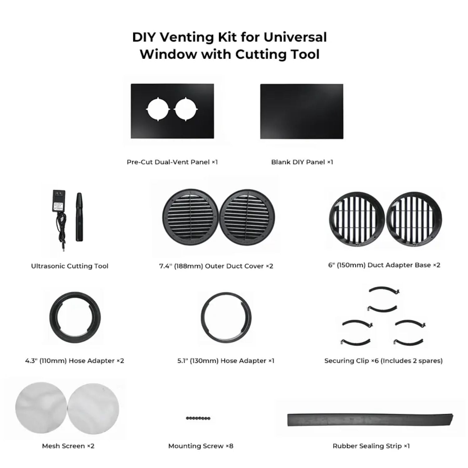 ZERO BREEZE Portable AC DIY Venting Kit for Universal Window with Cutting Tool