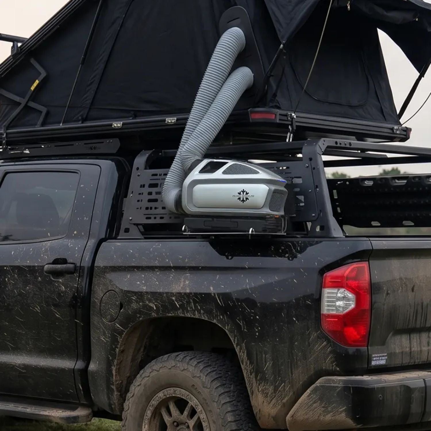 ZERO BREEZE Portable AC Tent Venting Kit For Mark 3 in the car