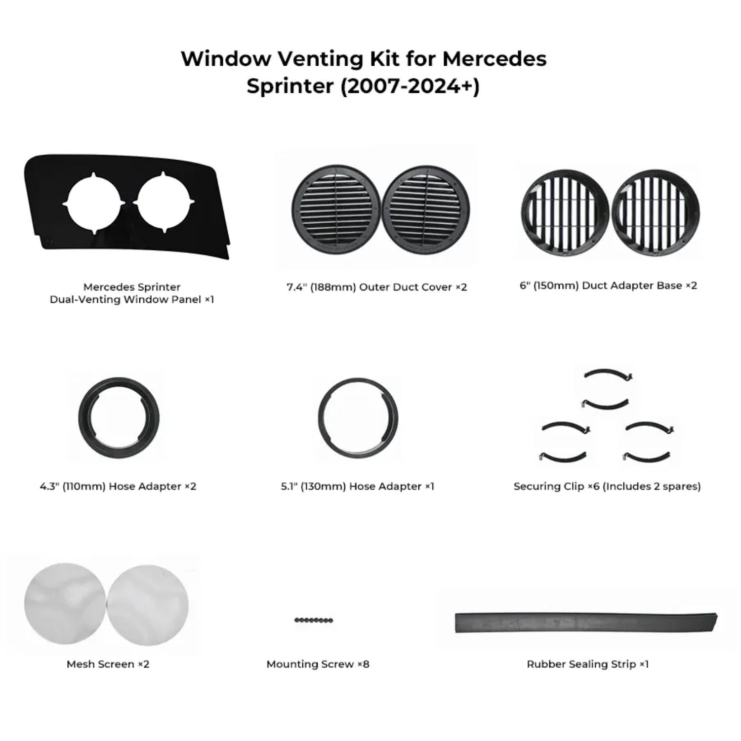 ZERO BREEZE Portable AC Window Venting Kit for Mercedes Sprinter