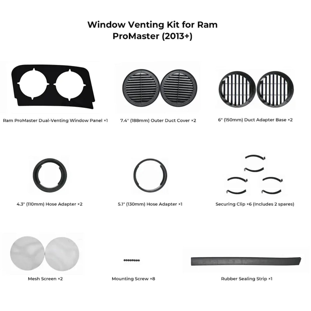ZERO BREEZE Portable AC Window Venting Kit for Ram ProMaster 2013+