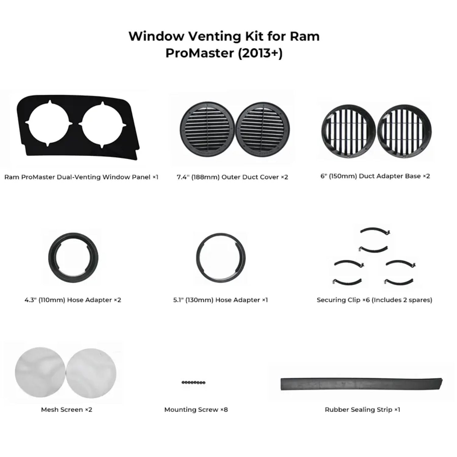 ZERO BREEZE Portable AC Window Venting Kit for Ram ProMaster 2013+