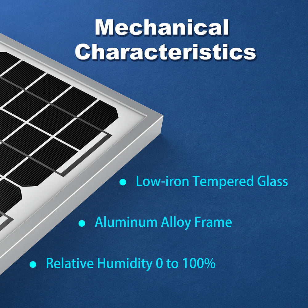 ACOPower 10W Monocrystalline Solar Panel for 12V Battery Charging Mechanical Characteristics