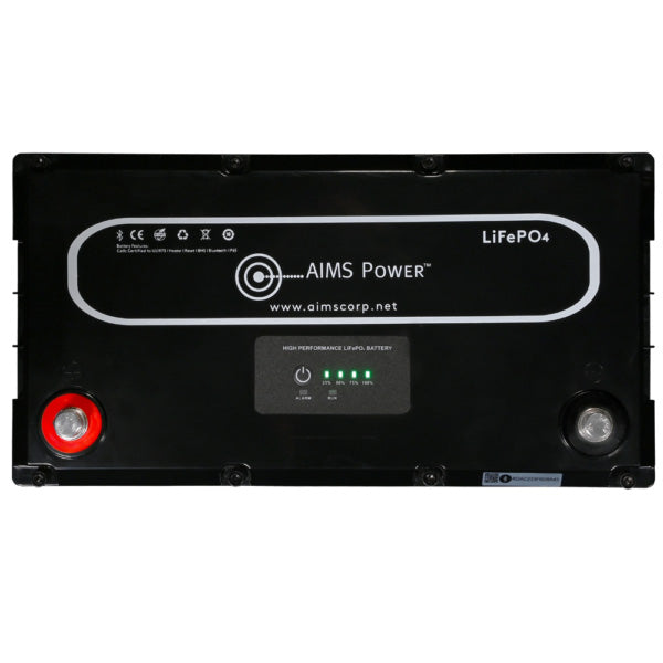 AIMS Power 12V 104Ah LiFeP04 Battery Top View