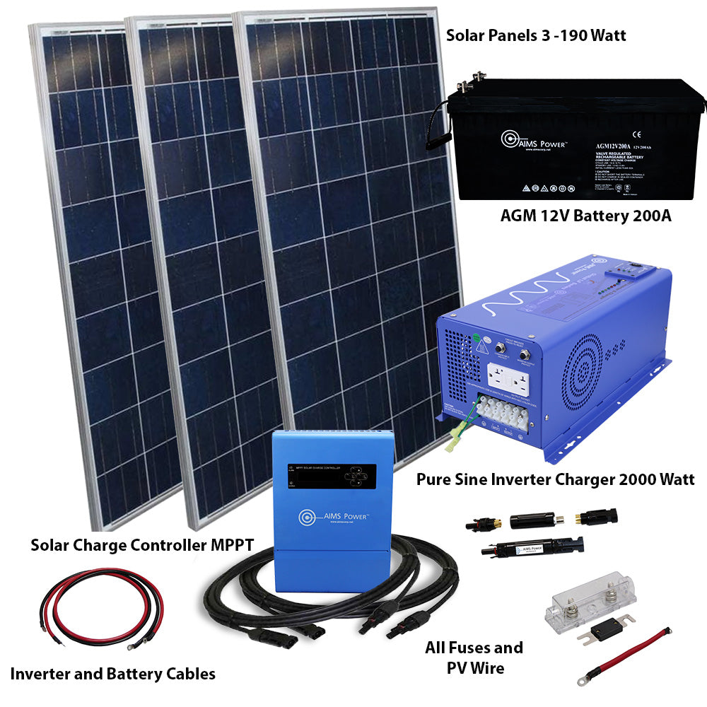AIMS Power 12VDC 2000W Off-Grid Solar Kit