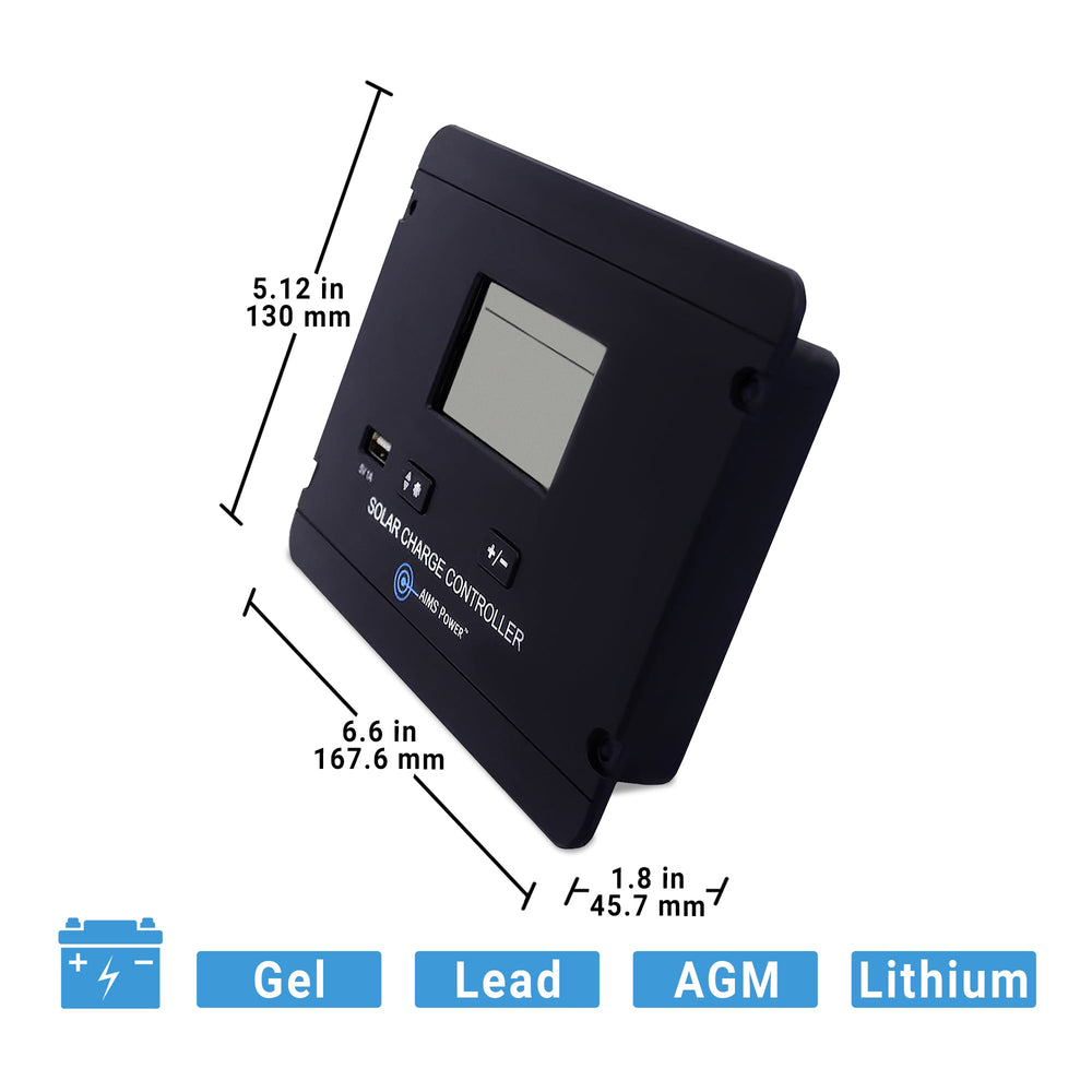 30 Amp PWM Flush Mount Solar Charge Controller Dimensions