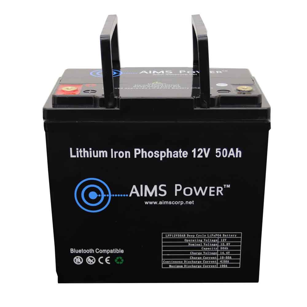 AIMS Power 12 Volt 50A Lithium Iron Phosphate Battery