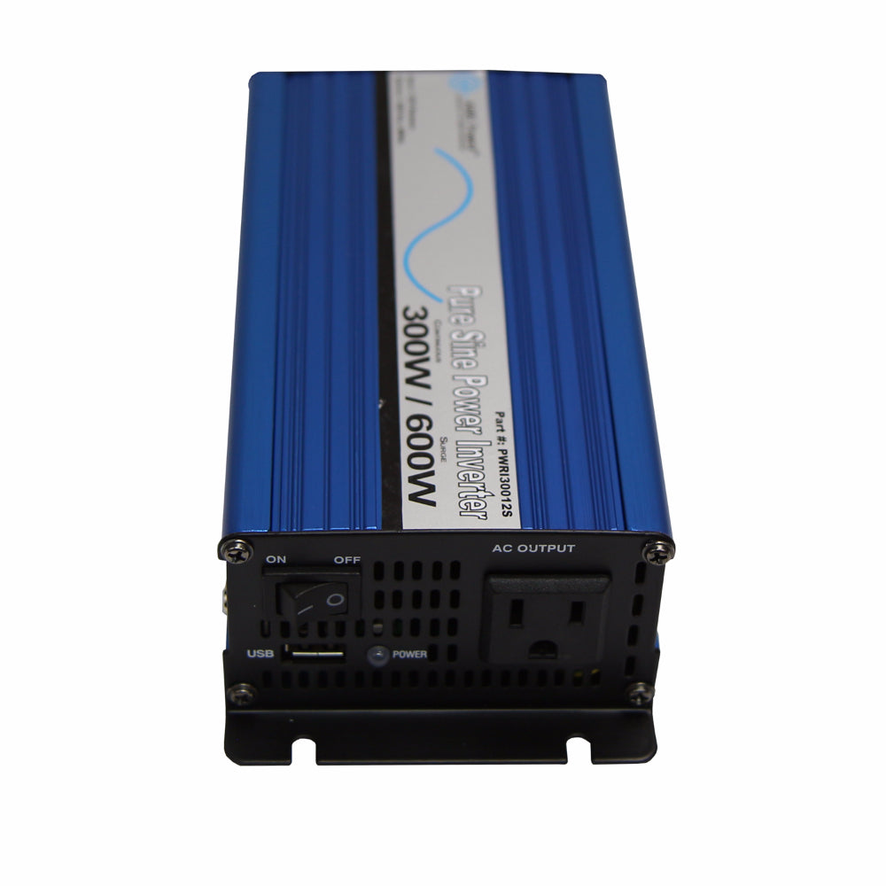 AIMS Power 300 Watt 12 Volt Pure Sine Power Inverter Top & Side View