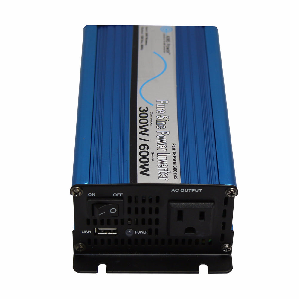 AIMS Power 300 Watt 24 Volt Pure Sine Power Inverter Top & Side View