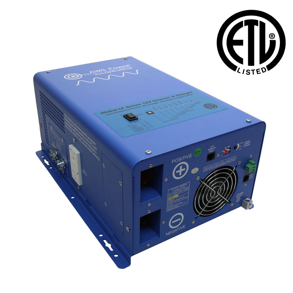 AIMS Power 3000 Watt 12 Volt Pure Sine Inverter Charger ETL Listed