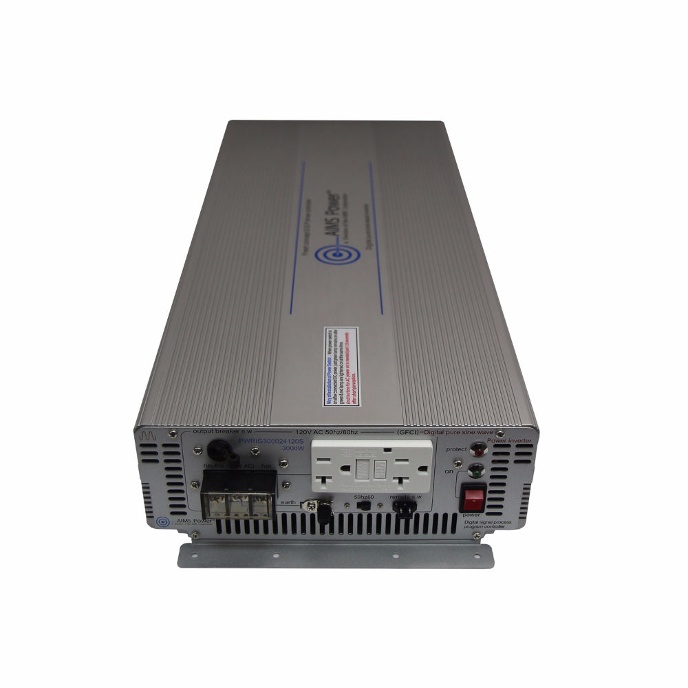 AIMS Power 3000 Watt 24 Volt Pure Sine Power Inverter Top & Side View