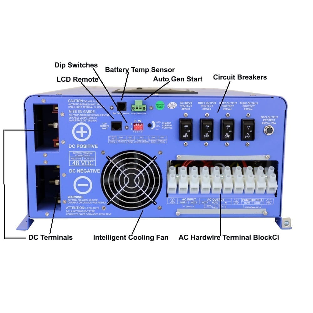 AIMS Power 48VDC Off-Grid Solar Kit | 3960 Watt Solar + 12,000 Watt Pure Sine Inverter Charger