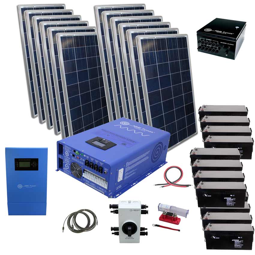 AIMS Power 48VDC Off-Grid Solar Kit | 3960 Watt Solar + 8000 Watt Pure Sine Inverter Charger