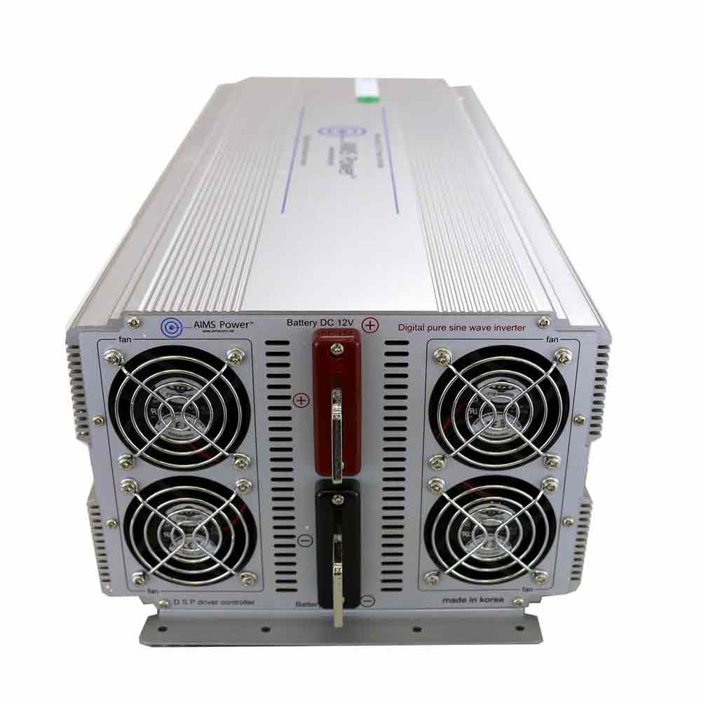 AIMS Power 5000 Watt 12 Volt Industrial Grade Pure Sine Power Inverter Top & Side View