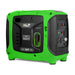 ALP 1000W Portable Propane Generator Green and Black Left Side View and Front View
