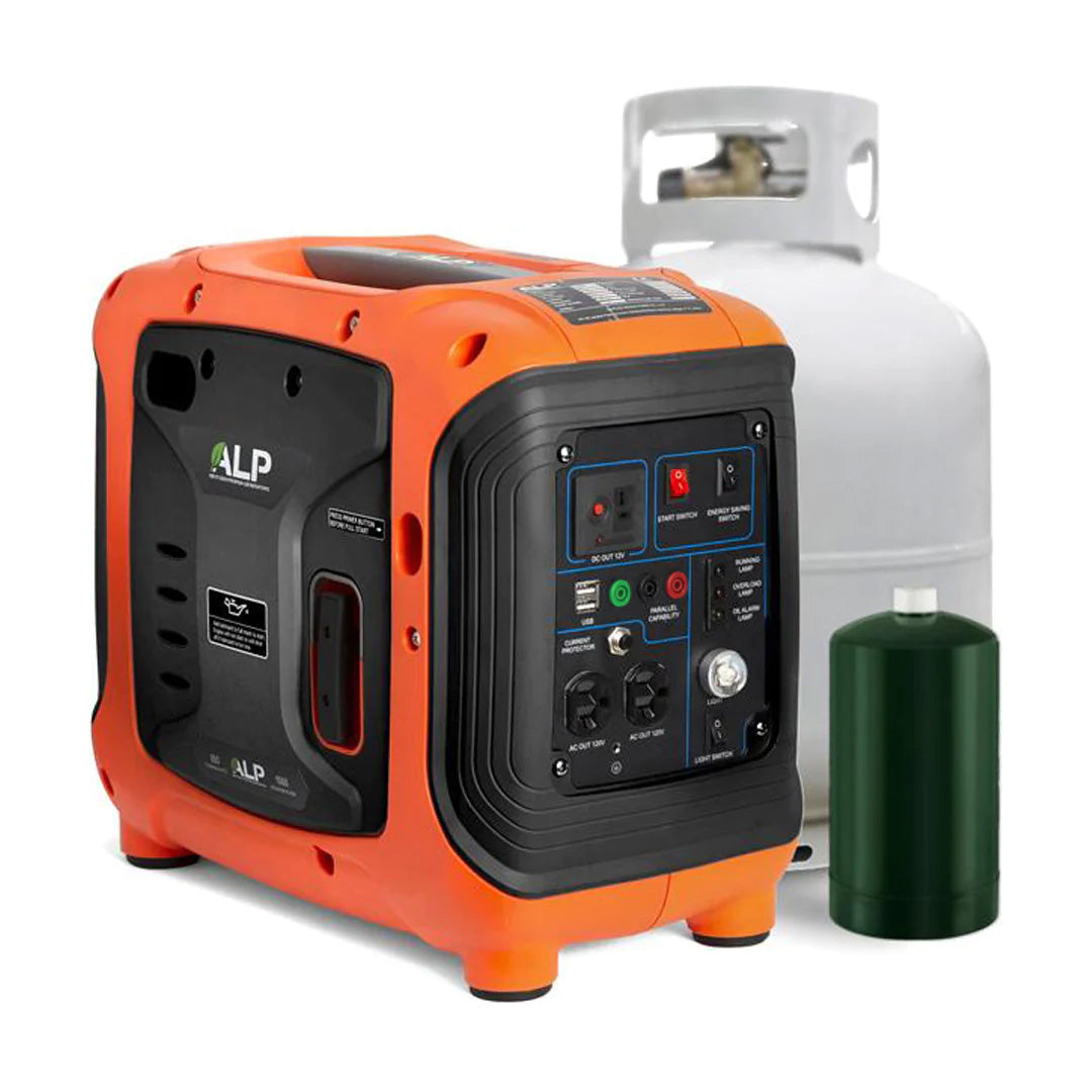 ALP 1000W Portable Propane Generator Orange and Black With Propane Tanks