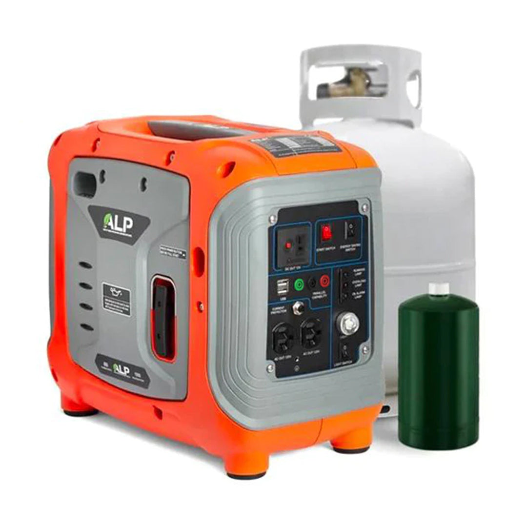 ALP 1000W Portable Propane Generator Orange and Gray With Propane Tanks