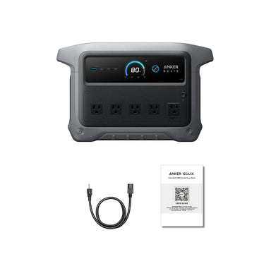 Anker SOLIX C1000 Gen 2 portable power station front view with included cable and user guide