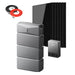 Anker SOLIX E10 Manual Home Backup Kit with three batteries, six 440W rigid solar panels and a Rich Solar panel extension cable