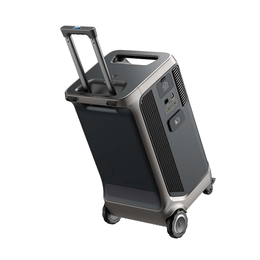 Anker SOLIX F3800 Rear And Left View With Handle And Wheels