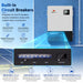 Built-in generator, load and grid 125A AC breakers and 400A DC battery breaker on the PowerCore 18K-48