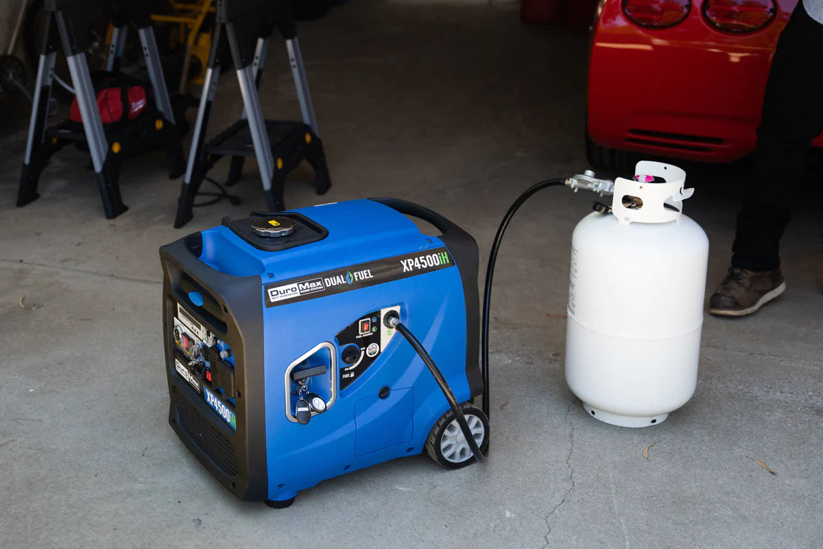 DuroMax XP4500iH Generator With A Propane Tank