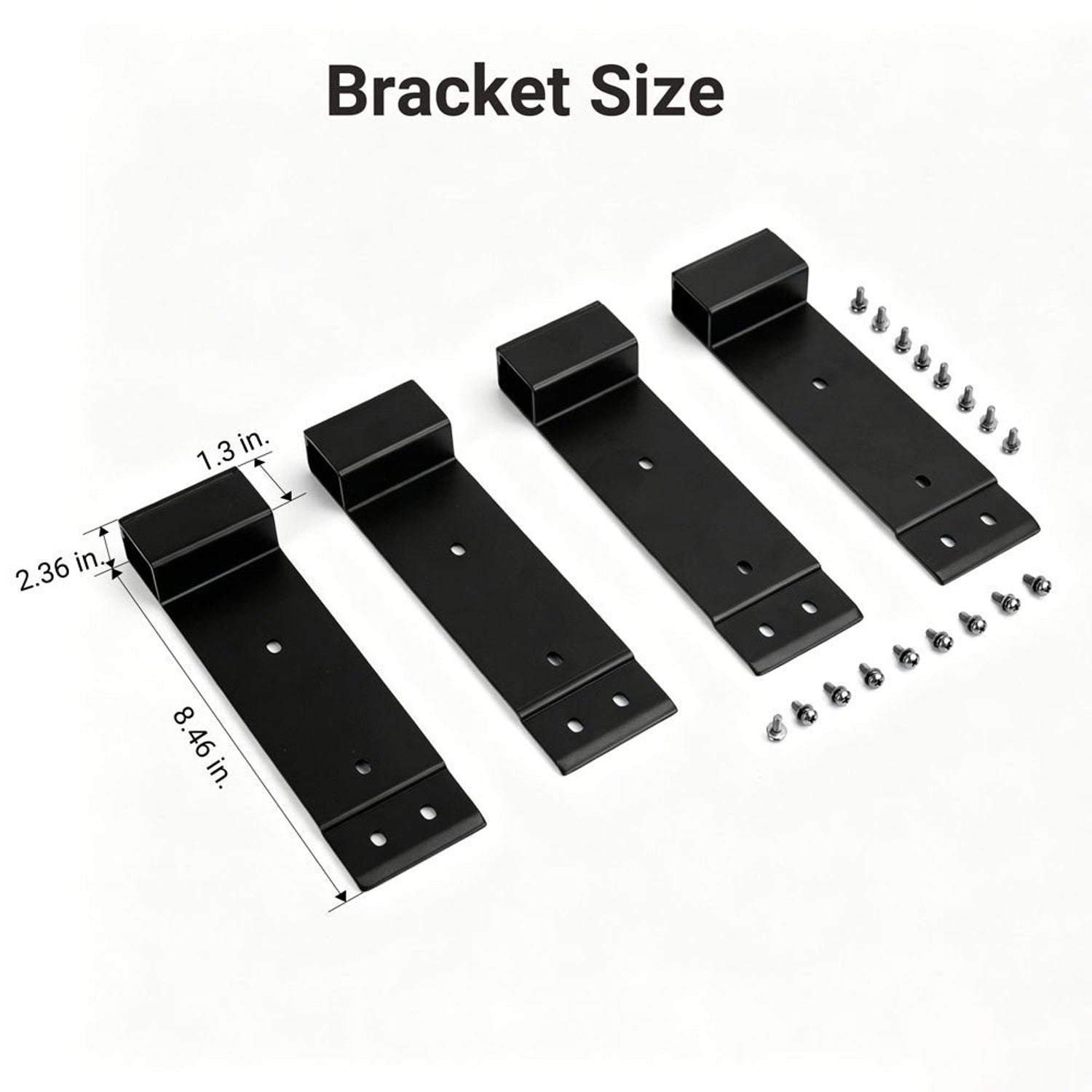CoreX 5 Pro battery bracket size photo with 8.46 in length and 2.36 by 1.3 in end