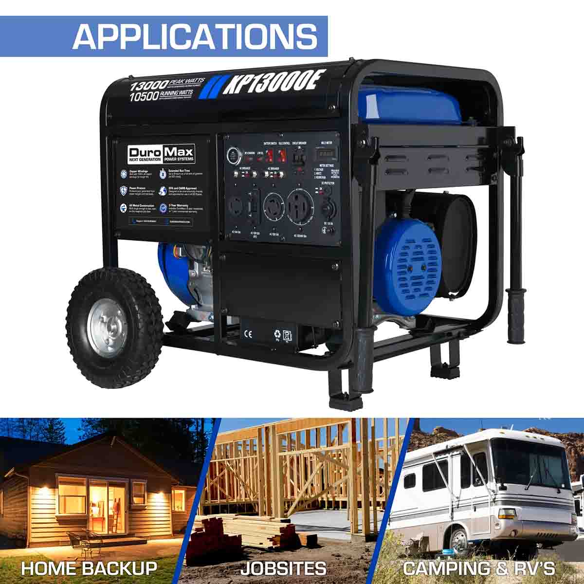 DuroMax XP13000E Gasoline Portable Generator Applications