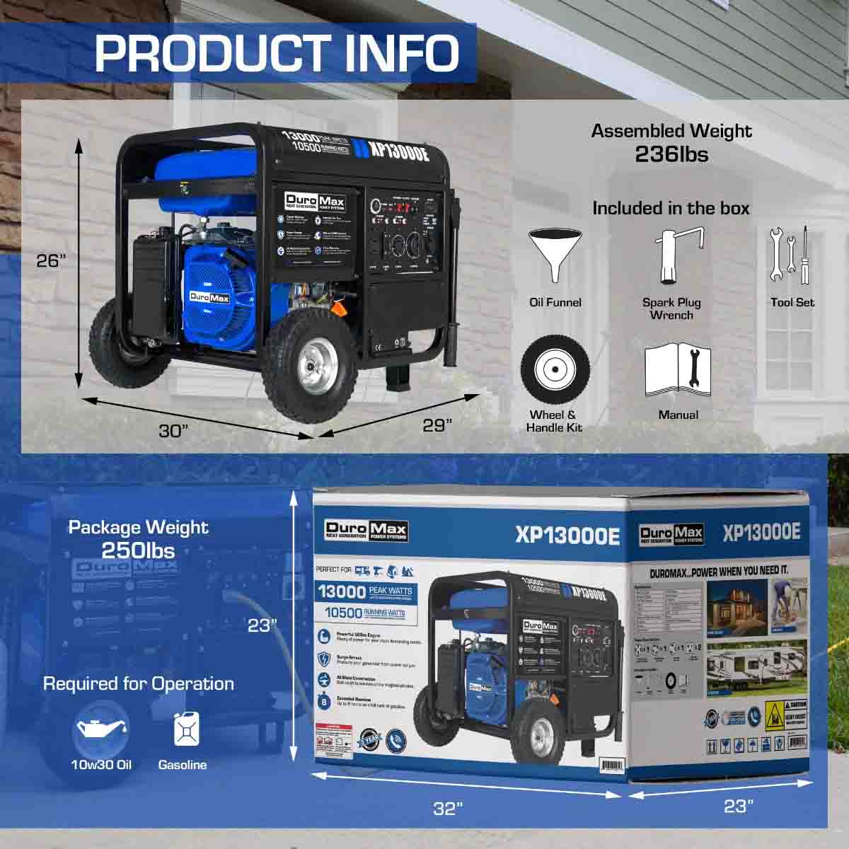 DuroMax XP13000E Gasoline Portable Generator Product Information