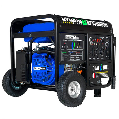 DuroMax XP13000EH dual fuel portable generator with open frame and wheel kit