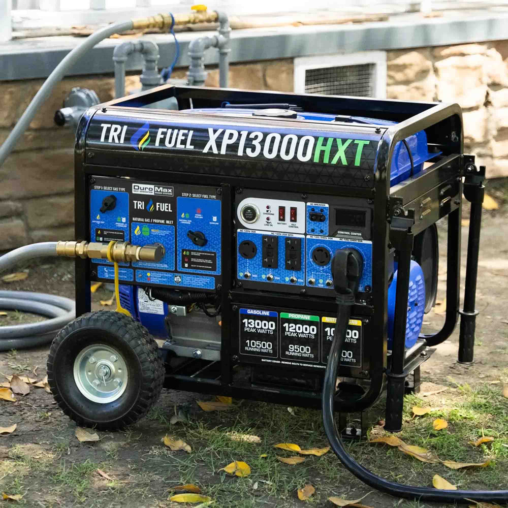 DuroMax XP13000HXT Tri-Fuel Portable HXT Generator Outdoors