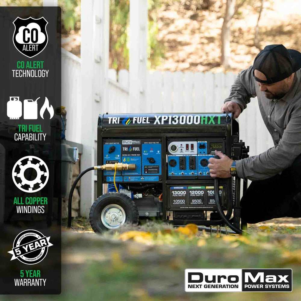 DuroMax XP13000HXT Tri-Fuel Portable HXT Generator Features