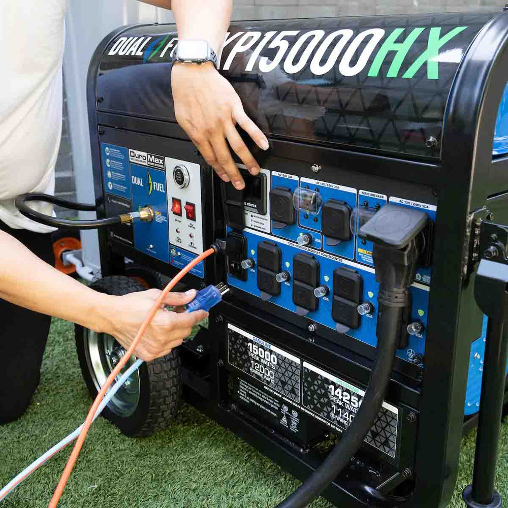 DuroMax XP15000HX Dual Fuel Portable Generator Power Panel