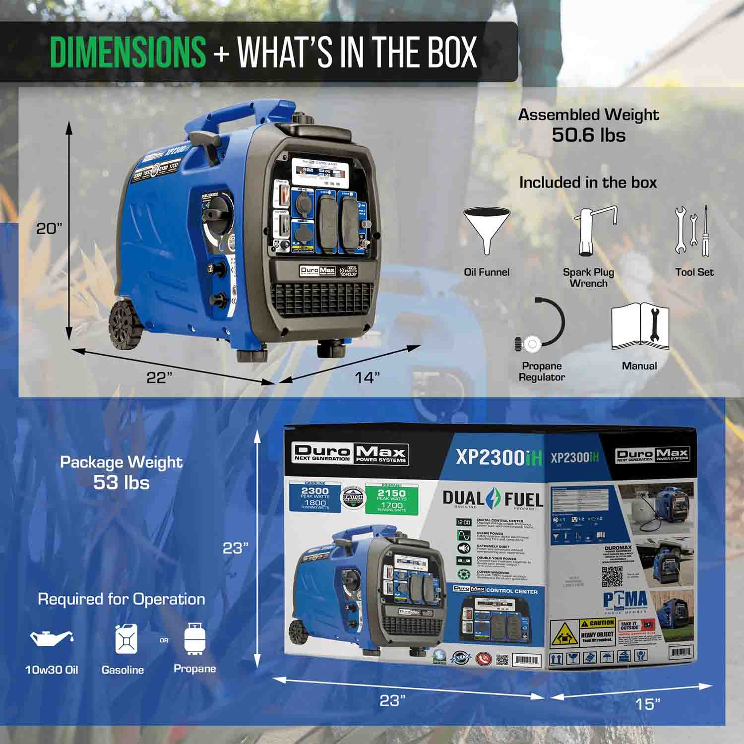 DuroMax XP2300iH Generator Dimensions