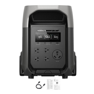 EcoFlow DELTA 3 Ultra portable power station front view with included cable and manual