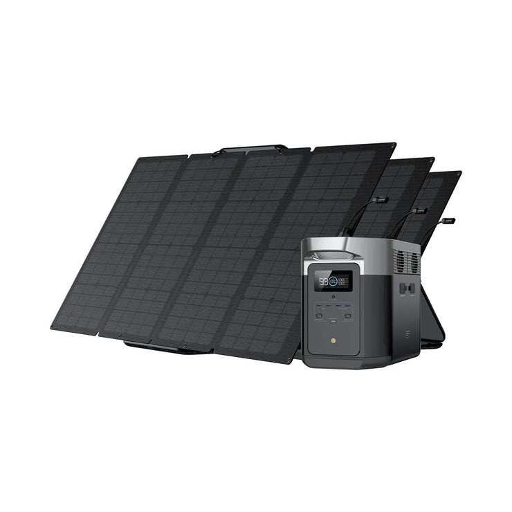 EcoFlow DELTA Max 2000 + 160W Portable Solar Panel Bundle With Three Panels