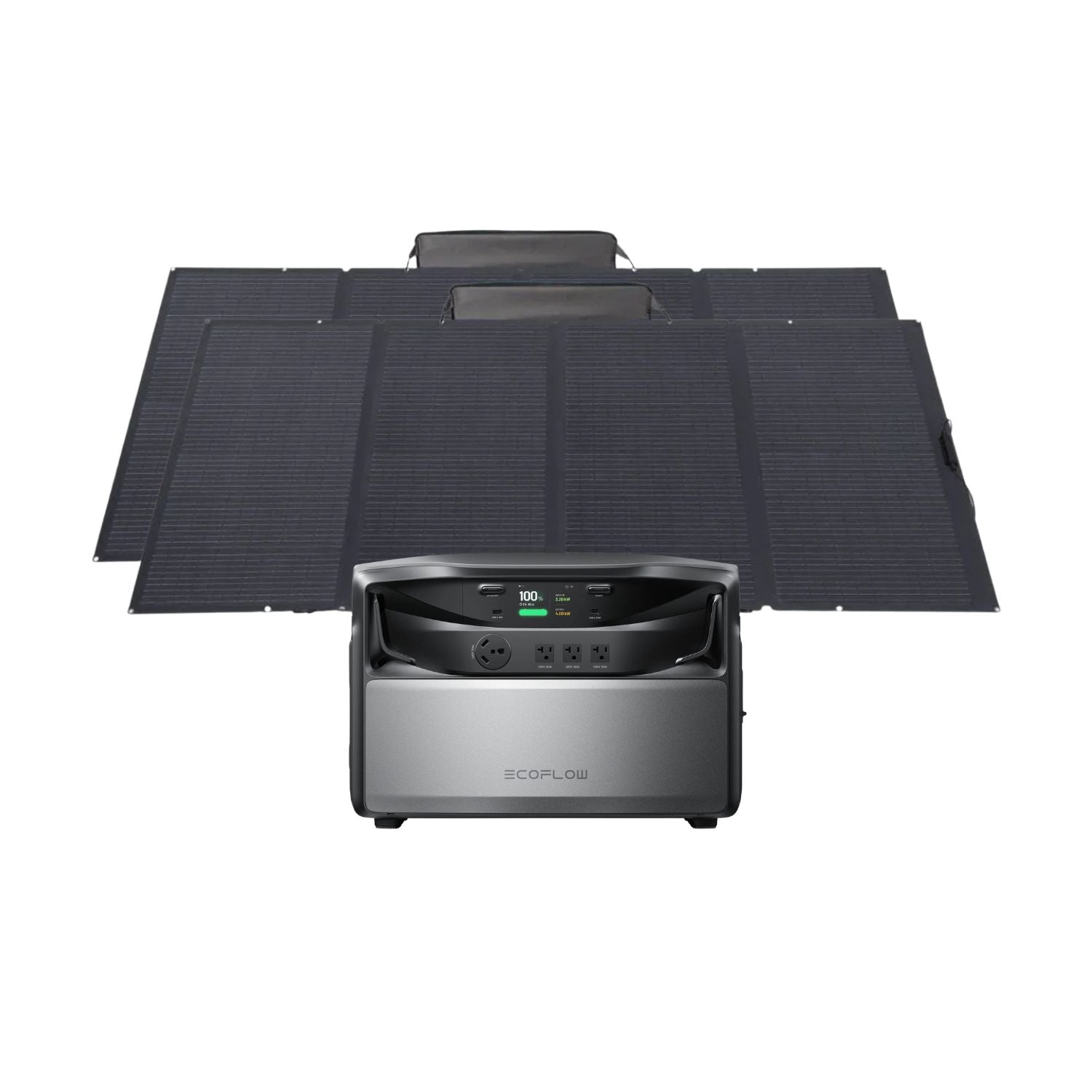 EcoFlow TITAN 5000 Classic Whole-Home Battery Backup with 1 battery and two EcoFlow 400W Portable Solar Panels