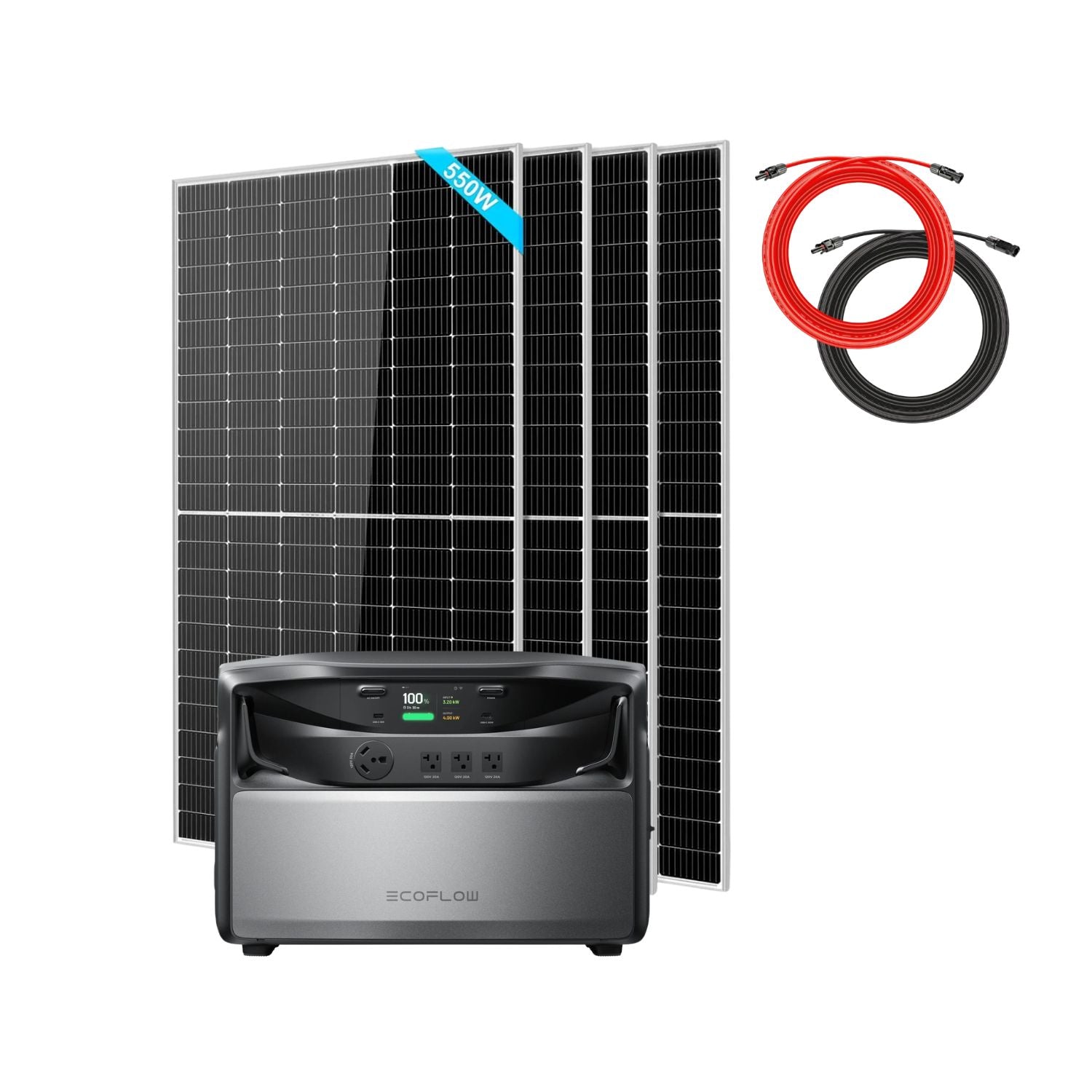 EcoFlow TITAN 5000 Classic Whole-Home Battery Backup with 1 battery, four SunGold 550W Solar Panels and a Rich Solar 50 ft Cable Set