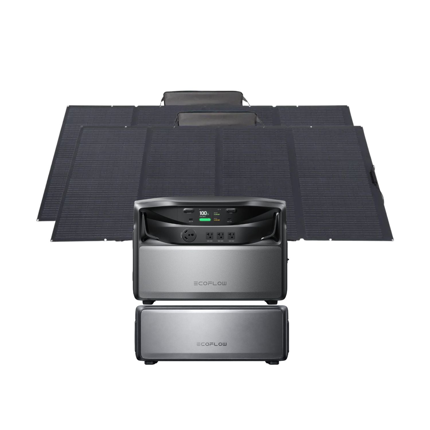 EcoFlow TITAN 5000 Classic Whole-Home Battery Backup with 2 batteries and two EcoFlow 400W Portable Solar Panels