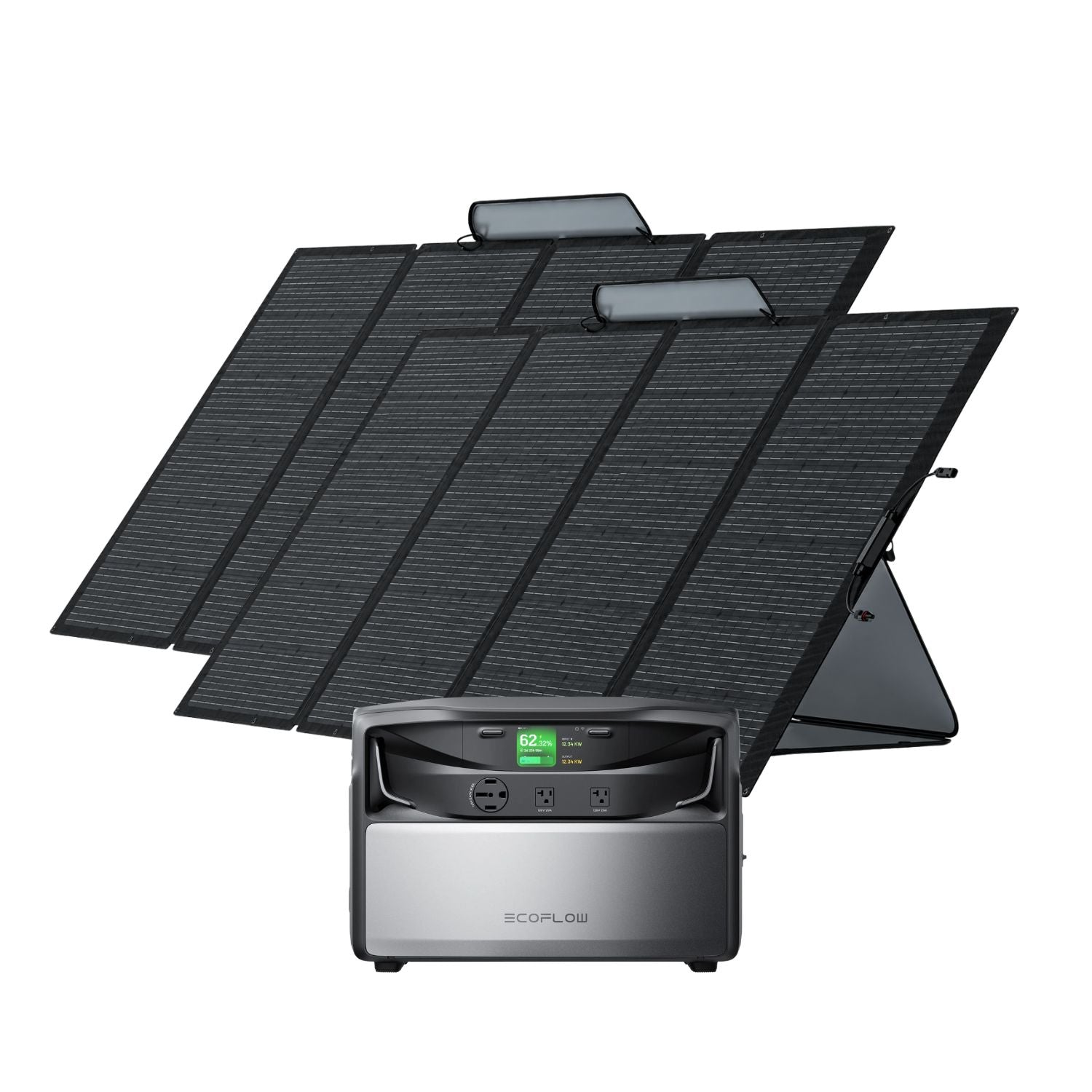 EcoFlow TITAN 5000 Plus Whole-Home Battery Backup with 1 battery and two EcoFlow 400W Portable Solar Panels