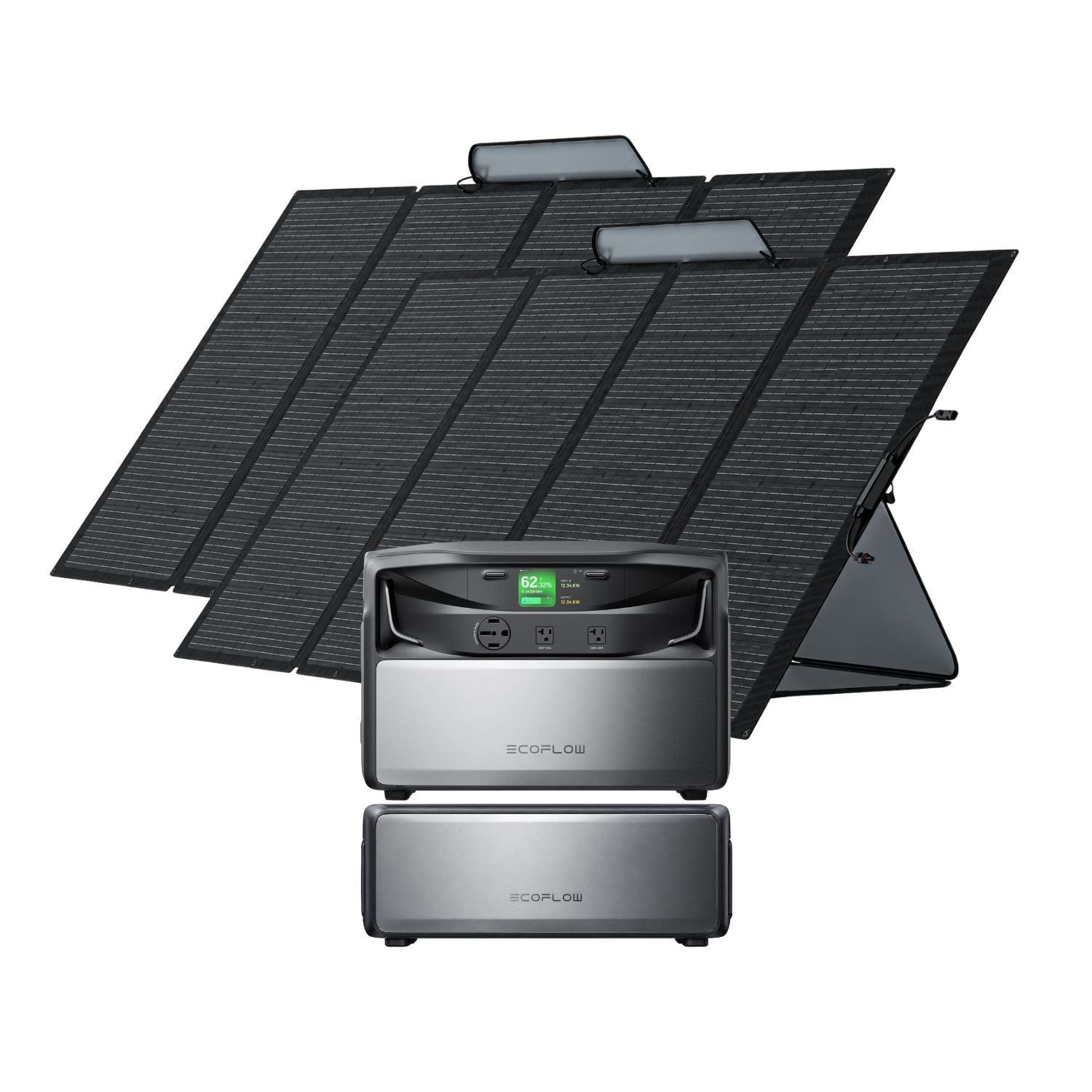 EcoFlow TITAN 5000 Plus Whole-Home Battery Backup with 2 batteries and two EcoFlow 400W Portable Solar Panels