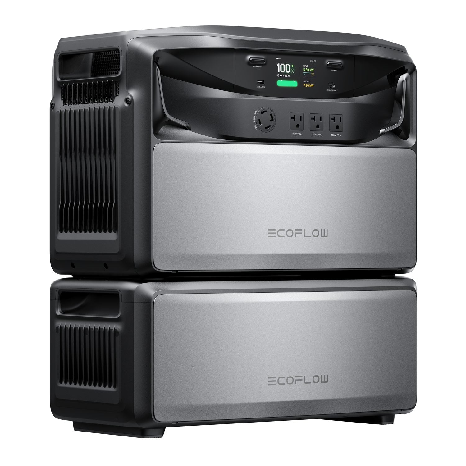 EcoFlow TITAN 5000 stacked on one TITAN Battery 5kWh expansion battery