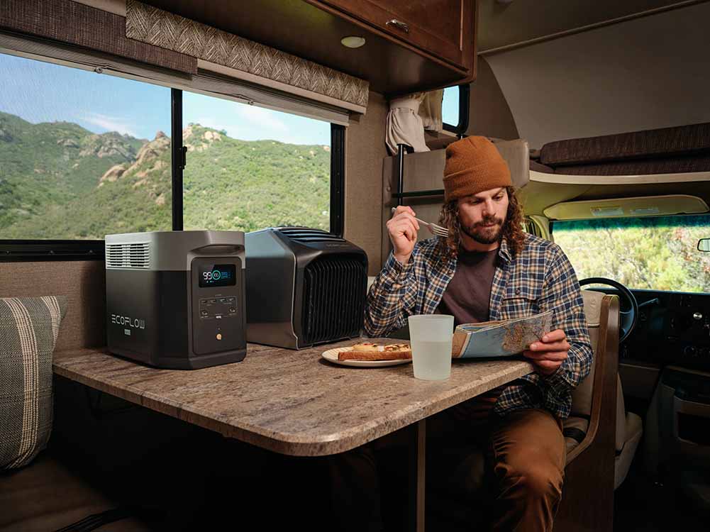 Enjoying a Cool Breeze With the DELTA 2 Max and the Wave 2 Air Conditioner in a RV