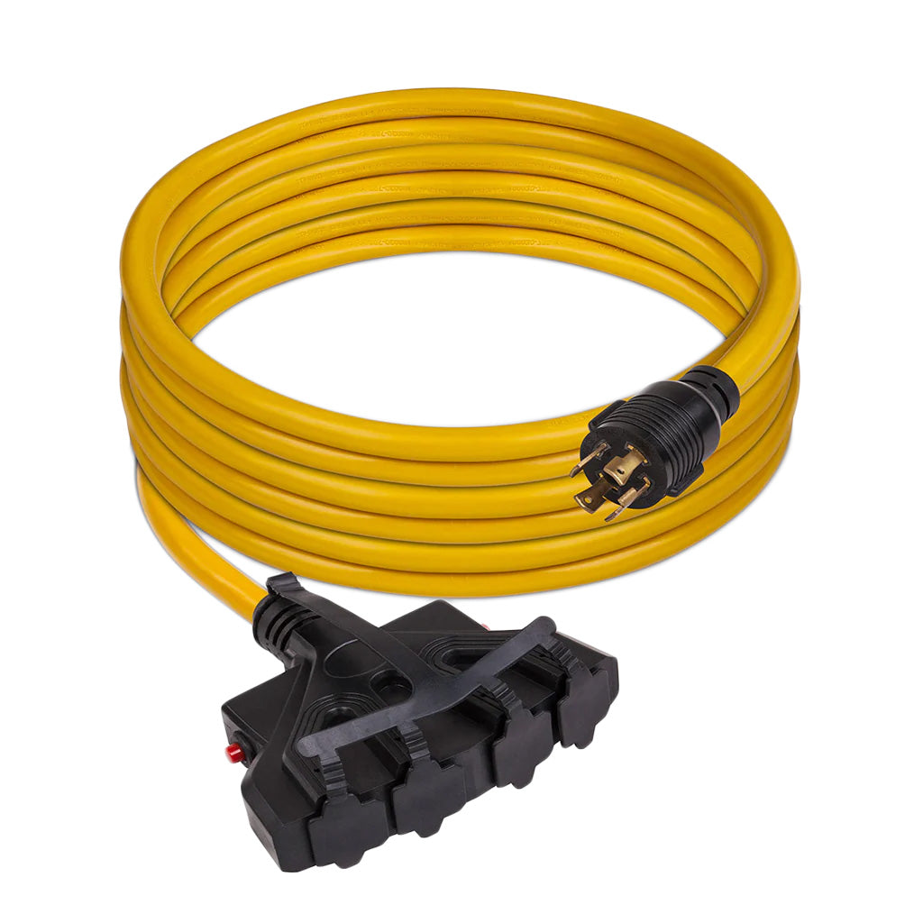 Firman 25' Heavy Duty L14-30P to (4) 5-20R Power Cord With Storage Strap