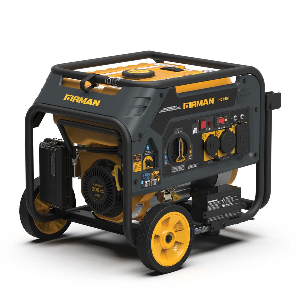 Firman H03651 Dual Fuel 4550W Portable Generator Left And Front View
