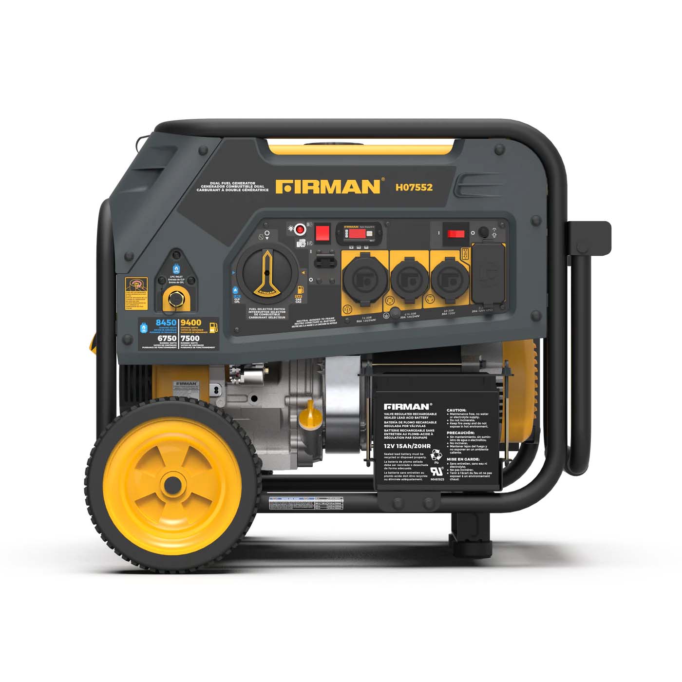 Firman H07553 Dual Fuel 9400W Portable Generator | Electric Start 120/240V with Co Alert